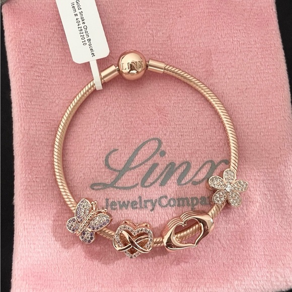 Linx Rose Gold Snake Chain Bracelet with Rose Gold and Zircon